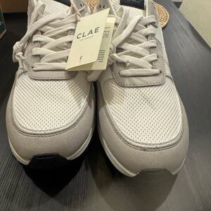 New CLAE White Sneakers with Black Label